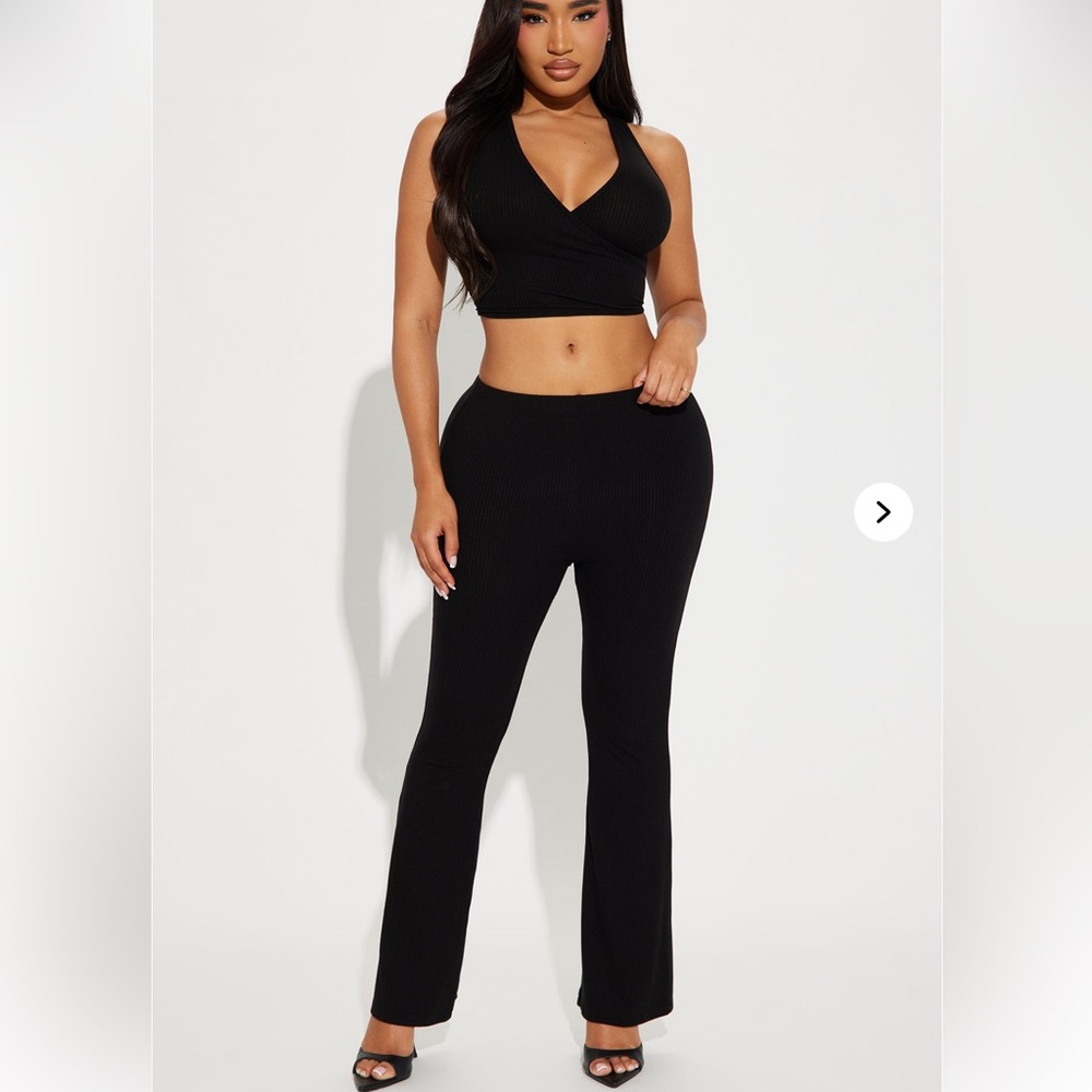 BLACK RIBBED MATCHING SET 🖤